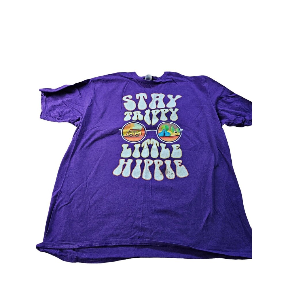 Stay Trippy Little Hippie Short Sleeve T-shirt 2XL Purple
